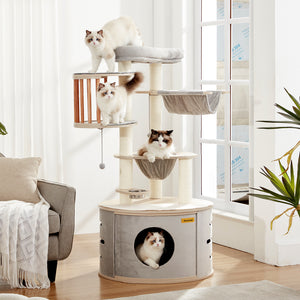 Geoorood Modern Cat Tree with Litter Box Enclosure All in one